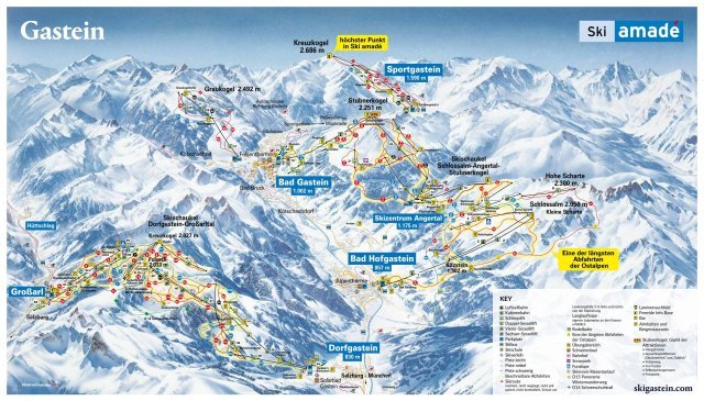Gastein sírégió sítérképe