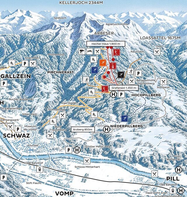 Kellerjoch sítérképe