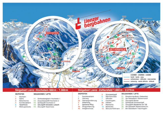 Lienz sírégió sítérképe