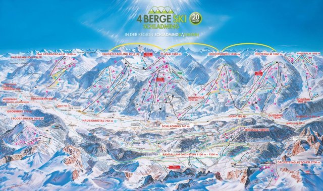 Schladming - Dachstein sírégió sítérképe