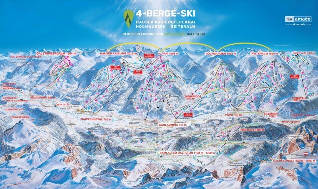 Schladming 4 hegy sítérképe
