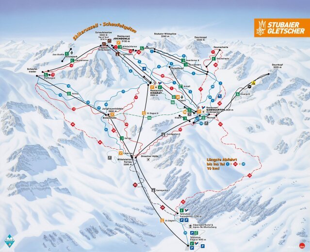 Stubai gleccser sítérképe