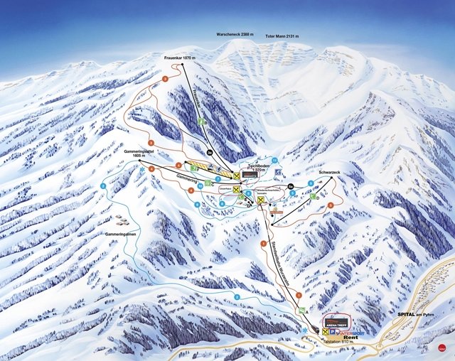 Wurzeralm sítérképe