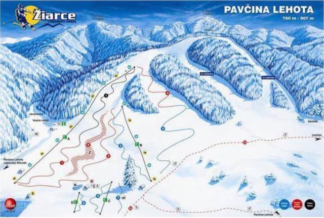 Ziarce - Pavcina Lehota sítérképe